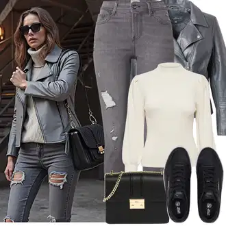 Outfit sa Crna Tenisica s platformom/Niska Tenisica/Skate cipela/Kožna Tenisica Puma "Proljetni Outfit"