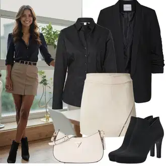 Outfit s Černá Kozačka Na Podpatku/Kotníková Bota Na Podpatku/Letní kotníková kozačka/Kotníková Bota s Podšívkou/Kožená Kotníková Bota Tamaris "Jarní Outfit"