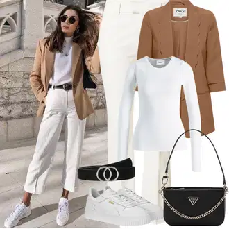 Outfity na podzim Estetika s Bílá/Béžová Teniska na platformě Puma "Jarní Outfit"Look: Estetika, Cool, Extravagantní, Hip Hop, Skater, Techno