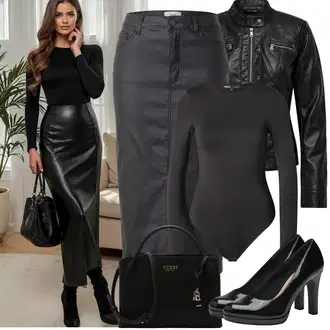 Outfit s Černá/Červená Motorkářské Bund/Kožené Bund/Motorkářská bunda/Bunda z Umělé Kůže Only "Jarní Outfit"