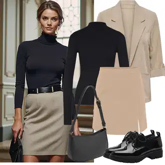 Oblečení se sukní Skating s Černá Vintage šněrovací bota/Šněrovací Bota/Business Bota/Oxfordská Bota Tamaris "Jarní Outfit"Look: Skating, Na Procházku