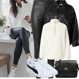Outfit sa Bijela/Crna/Zeleno/Smeđa/Tamnozelena Hlača Velika Veličina/Tajice Velika Veličina Boss "Proljetni Outfit"