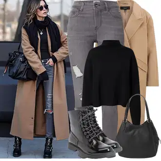Outfit s Černá Basic Svetr/Svetr Carmen/Kašmírový Svetr/Crop Svetr/Jednoduchý Svetr/Rolák/Svetr s límečkem Edited "Jarní Outfit"