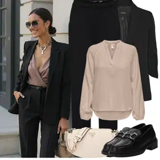 Outfit sa Crna Dugi Sako/Kožna jakna za muškarce/Sako Jakna/Oversize Sako/Sakoi za Bluzu/Sako od smokinga/Boyfriend Sako/Elegantni Sako/Kratki Sako/Kožna jakna za muškarce VERO MODA "Proljetni Outfit"
