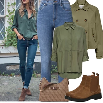 Sophia Outfit s Modrá/Světle modrá Jeggings/Džínové Legíny VERO MODA "Jarní Outfit"