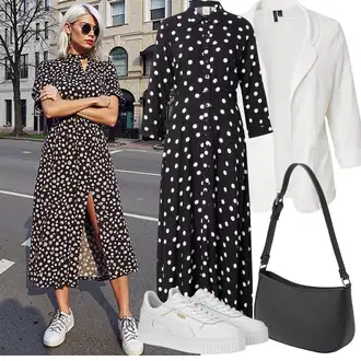 Outfity na podzim Estetika s Bílá/Béžová Teniska na platformě Puma "Jarní Outfit"Look: Estetika, Cool, Extravagantní, Hip Hop, Skater, Techno