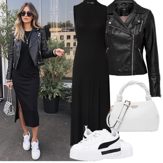 Motorka Outfit s Černá/Červená Bunda z Umělé Kůže/Motorkářská bunda/Motorkářské Bund/Kožené Bund Only "Stylische Sommer Outfits"Look: Motorka