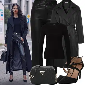 Outfit sa Crna/Siva/Tamnosiva Trenč Kaput/Midi Kaput/Baloner/Kišni Kaput/Dugi Kaput/Kabanica i Funkcionalni Kaput Noisy may "Proljetni Outfit"