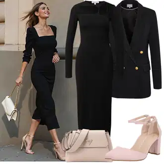 Outfit s Tmavě modrá/Černá Boyfriend Sako/Kožená bunda pro muže/Dvojřadový Sako Culture "Jarní Outfit"