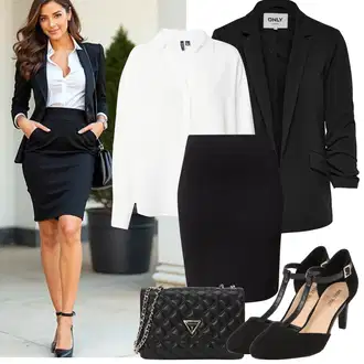 Outfity pro matriční úřad Nevěsta s Černá/Bílá/Béžová About You "Jarní Outfit"