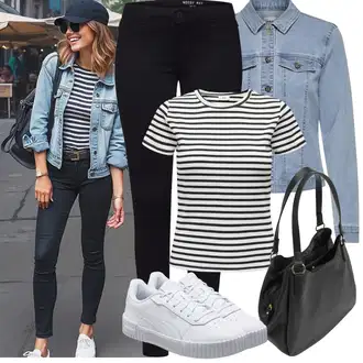 Outfit s Černá/Tmavě šedá/Tmavě modrá Kožená bunda/Kožené Boty/Slim Fit Džíny/Zimní bunda/Pánské tričko/Sweat Džíny/Motorkářské Džíny/Push up Džín/Termální Džíny Noisy may "Jarní Outfit"