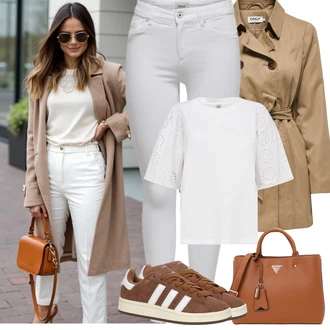Outfit sa Siva/Srebro/Bijela/Krem Treggings/Skinny Hlače/Traper Tajice/Jeggings/Push-up Hlača Only "Proljetni Outfit"