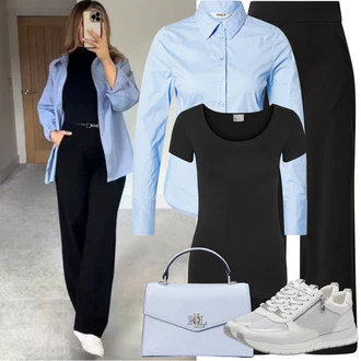 Outfit sa Crna/Smeđa Hlača Velika Veličina JdY "Proljetni Outfit"