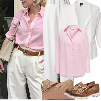 Outfit sa Smeđa/Bež/Tamnosmeđa Trotteur/Mokasinke s platformom/kožena cipela/Loafer Cipela MARCO TOZZI "Proljetni Outfit"