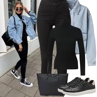 Outfity z džínu Zima s Černá/Hnědá/Červená Svetr z Jemné Pleteniny/Kašmírový Svetr/Rolák/Svetr s límečkem Only "Jarní Outfit"