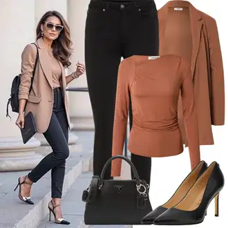 Kombinacije za jesen Old Money sa Crna Skinny Hlače/Traper Tajice/Podstavljena Tajica/Treggings/Jeggings/Tajice s Prorezom/Tajice visokog Struka VERO MODA "Proljetni Outfit"Look: Rap, Stil, Boja, Rad, cool, Old Money, Običan, Besprijekorno, Vanjski