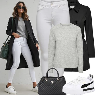 Outfit s Černá Přechodový Kabát/Trenčkot/Trenčkot/Letní Kabát/Kabát z Kabanosu Only "Jarní Outfit"