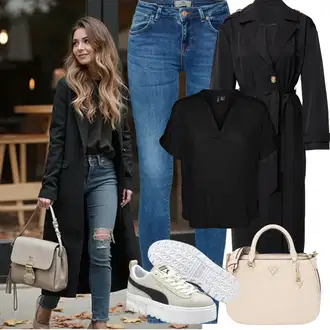 Outfity na podzim Estetika s Šedá/Khaki/Bílá/Béžová Teniska teddy/Vintage teniska/Letní tenisky/Nízká Teniska/Zimní tenisky/Kožené tenisky/Teniska na platformě/Úzká teniska Puma "Jarní Outfit"Look: Estetika, Ležérní, Extravagantní, Hip Hop, Moderní, Skater, Chytrý příležitostný, Sportovní, Unisex