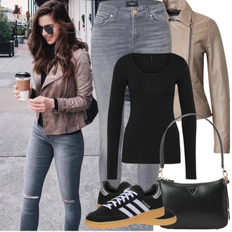 Kombinacije za festival sa Crna Duga košulja/Obični top/Dugi top/Majica dugih rukava/pletena košulja Only "Proljetni Outfit"