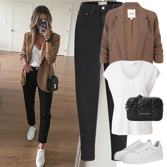 Carina Outfit sa Bijela/Bež Nekategorizirano/Tenisica s platformom Puma "Lagana odjeća"