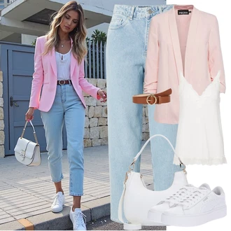 Bez rukava Outfit sa Bijela/Siva/Smeđa/Srebro Majica I Top Veći Broj/Kratke hlače velike veličine/Pletivo Veći Broj/Bluza Veći Broj/Bluza i Tunika Rosemunde "Savršen za proljeće"