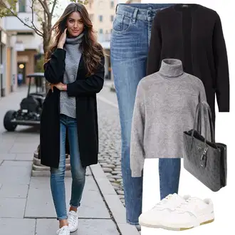 Outfity z džínu Zima s Černá Pletenina veľkej veľkosti Only "Perfektní na jaro"