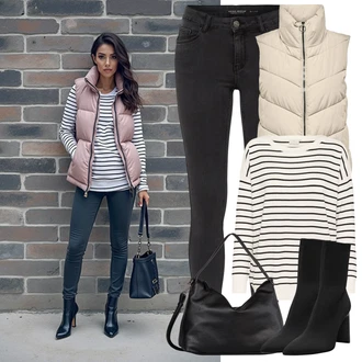 Outfit sa Crna/TamnoSiva/Kaki/SvjetloSiva/Siva Motociklistička hlača/Skinny Hlače/Jeggings/Traper Tajice/Treggings VERO MODA "Proljetni outfit"