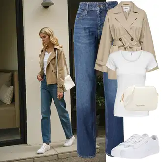 Outfit s Modrá/Světle modrá Vintage džíny/Sportovní boty/Džíny Regular Fit/Mom Jean/Dad Džíny/Zimní bunda/Rovná Džína/Džíny Volného a Uvolněného Střihu Džíny Volného Střihu/Girlfriend Džíny/High Waist Džínové Kalhoty/Formální Košile Lee "Perfektní na jaro"