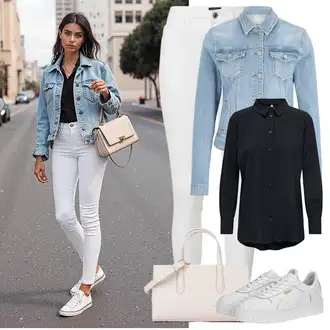Outfity na podzim Estetika s Bílá/Béžová Teniska na platformě Puma "Perfektní na jaro"Look: Estetika, Cool, Extravagantní, Hip Hop, Skater, Techno