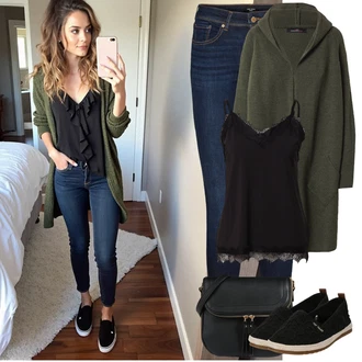 Outfity na podzim s Tmavě modrá Džínové Legíny/Jeggings VERO MODA "Jarní outfit"