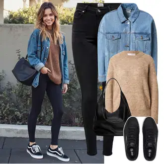 Outfit sa Crna Tenisica s platformom/Niska Tenisica/Skate cipela/Kožna Tenisica Puma "Savršen za proljeće"