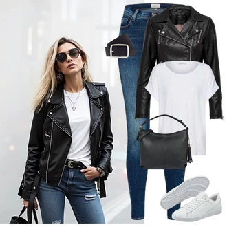 Outfit s Černá/Béžová/Modrá Široký Opasek/Ležérní pásek/Klasické Pásky/Pásek bez Přezky/Kožený Pásek Mustang "Lehký outfit"