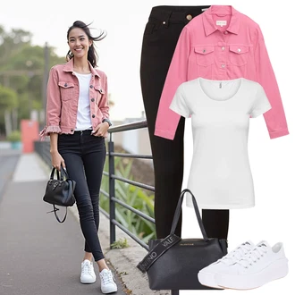 Dlouhé Outfit s Černá/Vínová Skinny Kalhoty/Kalhoty s Vysokým Pasem/Tregíny/Legíny s Vysokým Pasem/Push up Kalhoty/Jeggings VERO MODA "Jarní outfit"