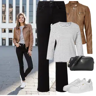 Outfity na podzim Estetika s Bílá/Béžová Teniska na platformě Puma "Lehký outfit"Look: Estetika, Cool, Extravagantní, Hip Hop, Skater, Techno