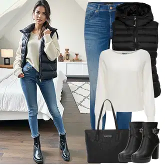 Kombinacije za jesen Old Money sa Plava/Svjetloplava Skinny Hlače/Jeggings/Traper Tajice VERO MODA "Proljetni outfit"Look: Rap, Old Money, cool, Disko, Običan, Besprijekorno