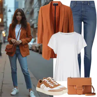 Outfity na podzim Estetika s Bílá Tričko/Mužské běžecké boty/Funkční tričko/Síťované tričko/Tričko nadměrné velikosti/Tričko s krátkým rukávem Kaffe, Oranžová/Růžová Zimní tenisky/Úzká teniska/Letní tenisky/Venkovní bota/Kožené tenisky/Nízká Teniska Fila "Jarní oblečení"Look: Estetika, Klasické, Hip Hop, Nadrozměrné, Unisex, Venkovní