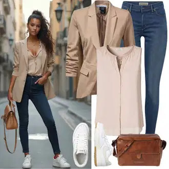 Outfity na podzim Estetika s Růžová/Bílá/Béžová/Hnědá Teniska se Třpytkami/Nízká Teniska/Teniska s dírkovaným vzorem/Teniska na platformě/Úzká teniska/Kožené tenisky/Letní tenisky Tamaris "Jarní outfit"Look: Estetika, Bad Taste, Skater, Sportovní