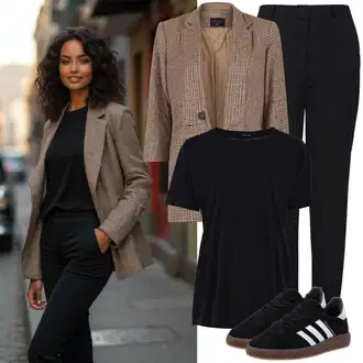 Outfity do kanceláře Pracovní pohovor s Hnědá/Béžová Kožená Pánská Bund/Kostkované Sako/Tvídové Sako/Kožená bunda pro muže/Kožená bunda Lascana "Jarní outfit"