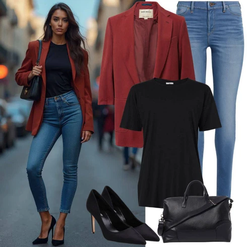 Kombinace Elegantní Tmavě červená/Červená/Bílá/Růžová/Šedá Oblek Tvídové Sako/Oversize Sako/Kostkované Sako/Boyfriend Sako/Boucle Blazer TrendyolLook: Šik, Chytrý příležitostný, Elegantní, Ležérní, Lak, Nadrozměrné, Klasické, Slavnostní