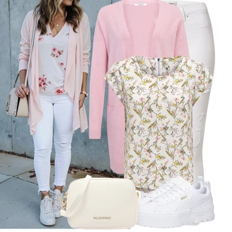 Outfit s Růžová/Zelená/Hnědá Halenka Móda Pro Plnoštíhlou/Tričko & Top Móda Pro Plnoštíhlé/Tunika Only "Stylový outfit na jaro"