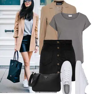 Manšestr Outfit s Černá Džínová Sukně/Manšestrová sukně Only "Stylové kombinace pro volný čas"