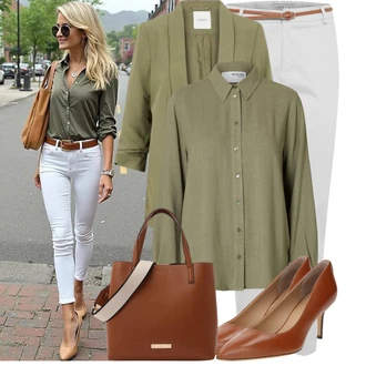 Hunting Outfit s Tmavě zelená/Khaki Nezařazené Pieces "Stylové kombinace pro volný čas"Look: Pracovní, Hunting, Volný čas