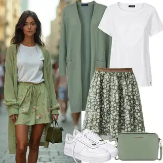 Outfit sa Krem/Bijela Majica za plažu/Majica za plažu/Predimenzionirana majica/Top za plažu/Tunika za Plažu/Pulover za plažu DAY BIRGER ET MIKKELSEN "Modni outfit"