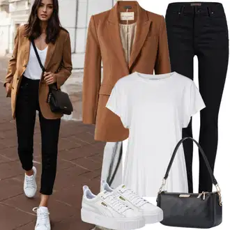 Ležerne kombinacije sa Crna Traperice Kožna Jakna/Bikerske Traperice/High Waist Traperice/Push-up Traperice/Kožne Cipele/Termo Traperice/Zimska jakna ONLY Carmakoma "Modni proljetni outfit"