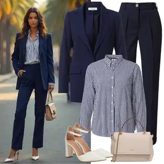 Outfit sa TamnoPlava/SvjetloPlava/Plava Odijelo Dvoredni Sako Trendyol "Modni proljetni outfit"