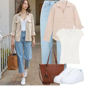 Vysoký Pas Outfit s Světle modrá Boyfriend Džínové kalhoty/Mom Jean/Zužující se Džíny/Zkrácené Džíny/Džíny s Rozparkem/High Waist Džínové Kalhoty/Rovná Džína/Girlfriend Džíny/Vintage džíny/Dad Džíny VERO MODA "Lehký outfit"