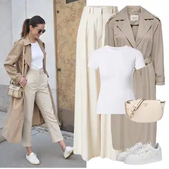 Outfity na podzim Estetika s Bílá/Béžová Teniska na platformě Puma "Stylový look na jaro"Look: Estetika, Cool, Extravagantní, Hip Hop, Skater, Techno