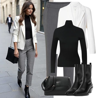 Outfit sa Crna/Crvena/Smeđa Fini Pleteni Džemper/Pulover s Rol Ovratnikom/Džemper s rol ovratnikom/Džemper Od Kašmira Only "Klasični proljetni outfit"