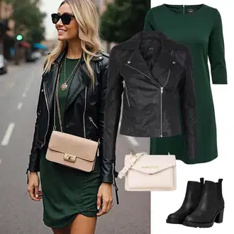 Kombinacije s čizmama sa Crna Kožna Jakna/Podstavljena Gležnjača/Gumena Gležnjača/Chelsea Gležnjača/Kožna gležnjača Only "Moderni proljetni outfit"