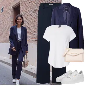 Outfity na podzim Estetika s Bílá/Béžová Teniska na platformě Puma "Klasický jarní outfit"Look: Estetika, Cool, Extravagantní, Hip Hop, Skater, Techno